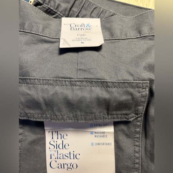 NWT Men's Croft & Barrow Side-Elastic 7.5-inch Gray Cargo Shorts 46W - Picture 3 of 7